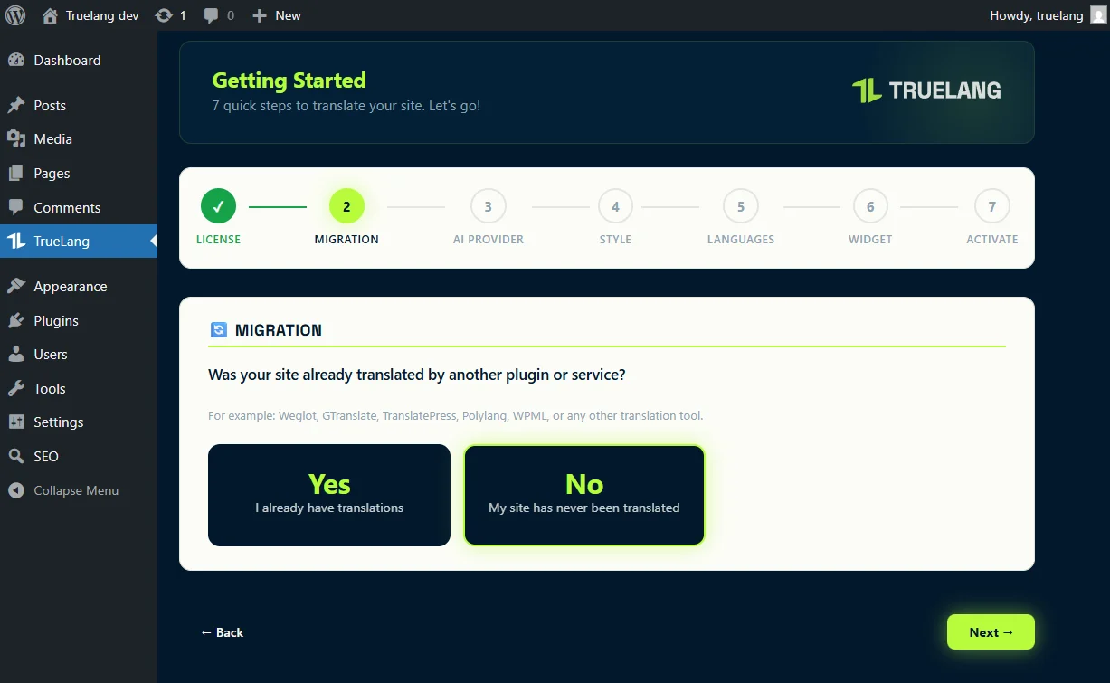You didn't have a translation? Next.